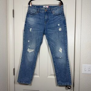Cabi Jeans Women’s Straight Leg Medium Wash Distressed Malibu Jean Size 6
